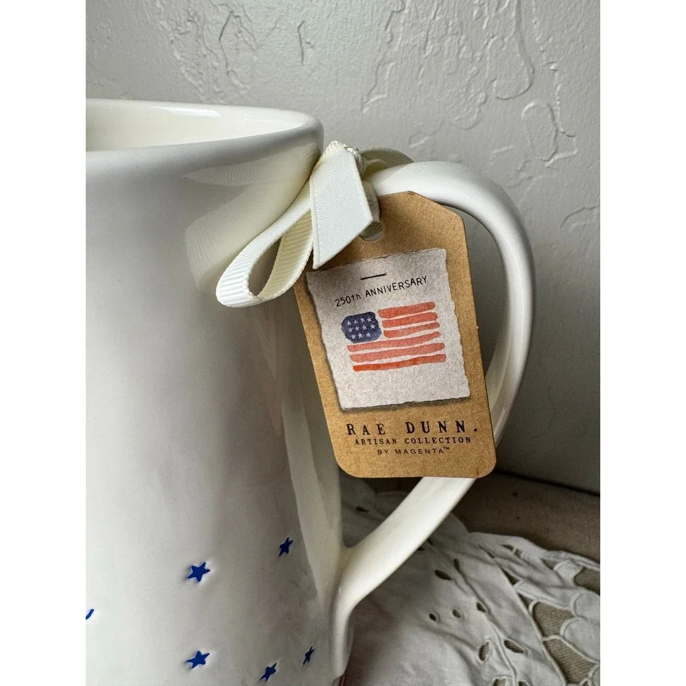 Rae Dunn patriotic pitcher STARS STRIPES SIPS blue stars